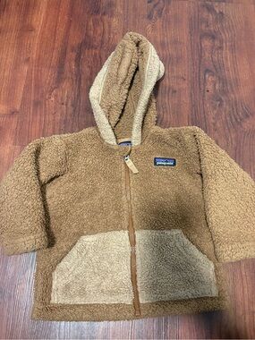 Patagonia Tan Sherpa Fleece Hoodie with Logo